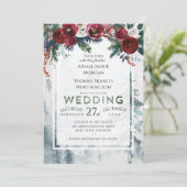 Pine Mountain Winter Wedding Einladung (Stehend Vorderseite)