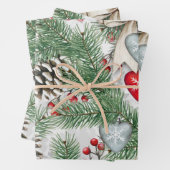 Pine-Nadeln für Weihnachten und Snowy-Pine-Kegel Geschenkpapier Set (Beispiel)