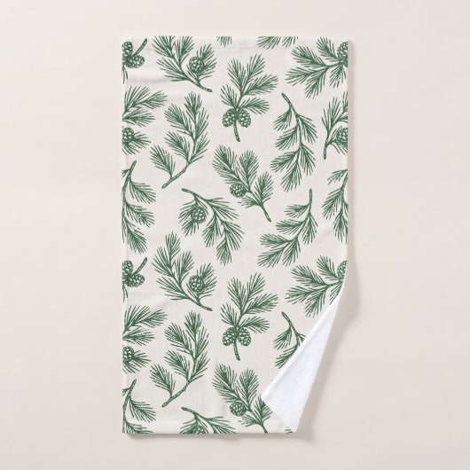 Pine Needle Lane - Botanical Pinecone Pattern Badhandtuch Set (Handtuch)