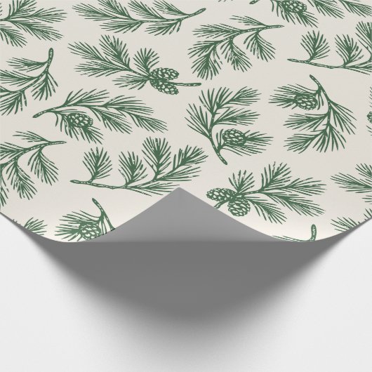 Pine Needle Lane - Botanical Pinecone Print Geschenkpapier (Ecke)
