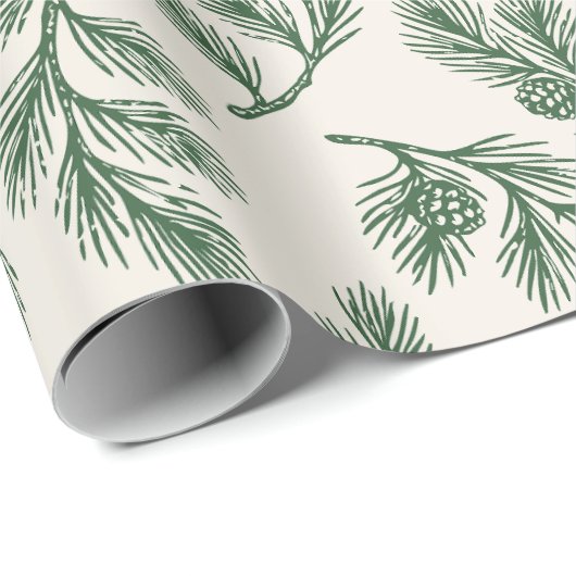 Pine Needle Lane - Botanical Pinecone Print Geschenkpapier (Rolleneckpunkt)