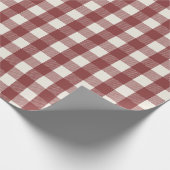 Pine Needle Lane Gingham - Berry Red & Soft Cream Geschenkpapier (Ecke)