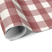 Pine Needle Lane Gingham - Berry Red & Soft Cream Geschenkpapier (Rolleneckpunkt)
