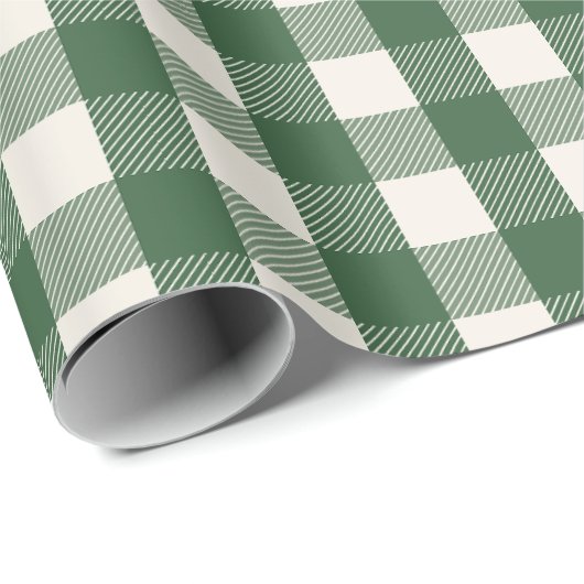Pine Needle Lane Gingham -  Deep Pine Green Geschenkpapier (Rolleneckpunkt)