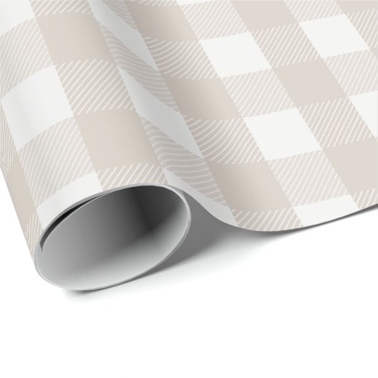 Pine Needle Lane Gingham - Stone Beige Geschenkpapier (Rolleneckpunkt)