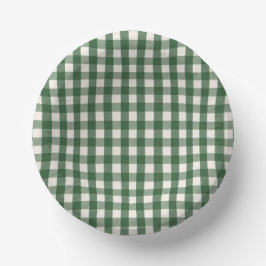 Pine Needle Lane - Kieferngrün-Gingham-Muster Pappteller