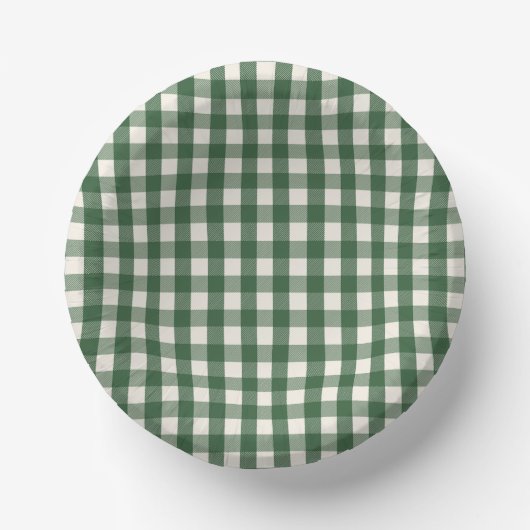 Pine Needle Lane - Kieferngrün-Gingham-Muster Pappteller (Vorderseite)