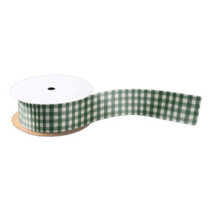 Pine Needle Lane - Kieferngrün-Gingham-Muster Satinband