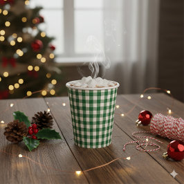 Pine Needle Lane - Pine Green Gingham Pattern Pappbecher