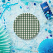 Pine Needle Lane - Pine Green Gingham Pattern Pappteller (Party)