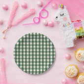 Pine Needle Lane - Pine Green Gingham Pattern Pappteller (Party)