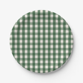 Pine Needle Lane - Pine Green Gingham Pattern Pappteller