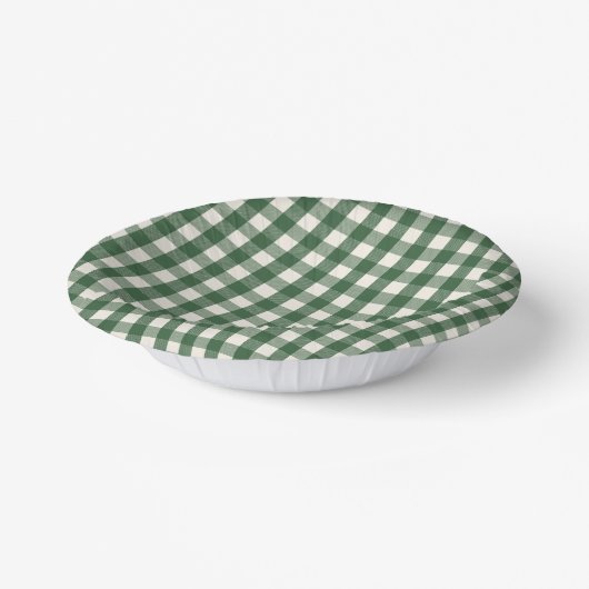 Pine Needle Lane - Pine Green Gingham Pattern Pappteller (Gewinkelt)