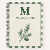 Pine Needle Lane - Rustikales Gingham & Botanische Notizblock (Vorderseite)
