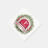 Pine Needle Wreath Red 1. Hochzeitstag Serviette (Ecke)