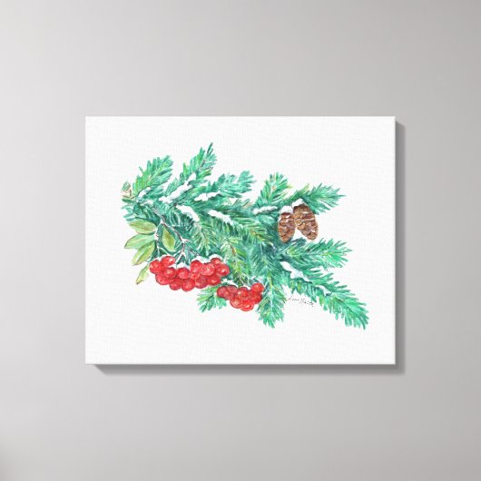 Pine Needles and Berries Canvas Print Leinwanddruck (Vorderseite)