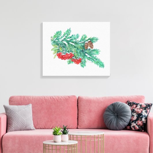 Pine Needles and Berries Canvas Print Leinwanddruck (Insitu (Wohnzimmer))