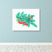 Pine Needles and Berries Canvas Print Leinwanddruck (Insitu (Holzboden))