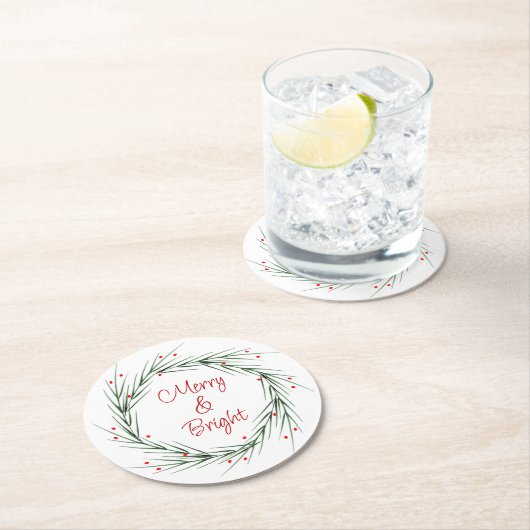 Pine Needles and Berries Kleider Runder Pappuntersetzer (Vor Ort)