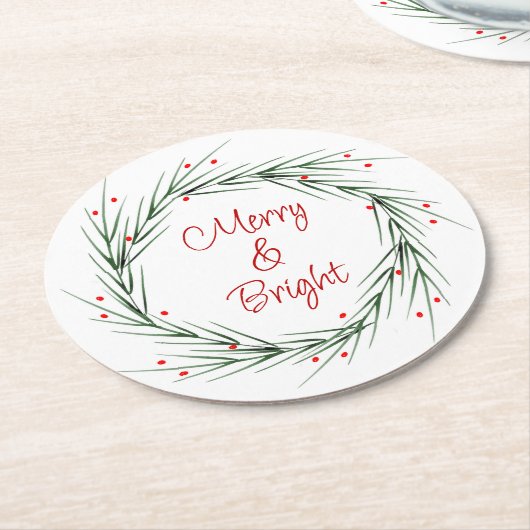 Pine Needles and Berries Kleider Runder Pappuntersetzer (Angewinkelt)