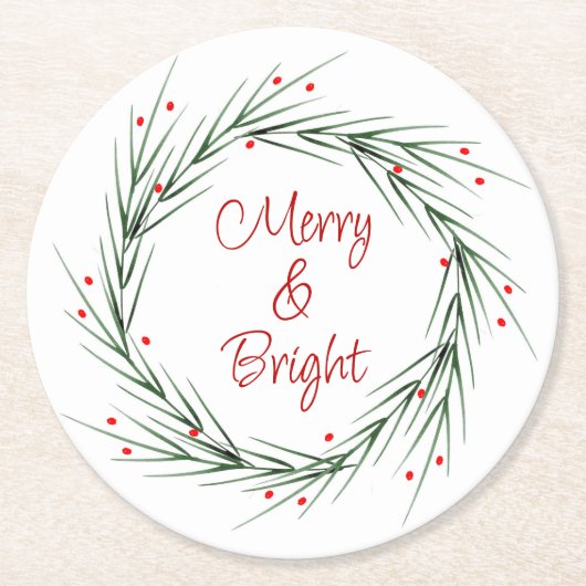 Pine Needles and Berries Kleider Runder Pappuntersetzer (Vorderseite)
