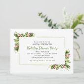 Pine Needles | Business Holiday Dinner Party Einladung (Stehend Vorderseite)