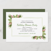 Pine Needles | Business Holiday Dinner Party Einladung (Vorne/Hinten)
