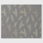 PINE NEEDLES GRAU UND GELBEN PAPIER GESCHENKPAPIER (Flach)