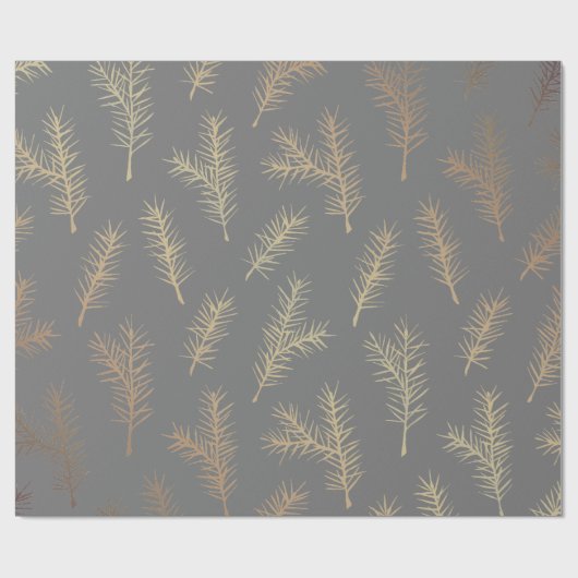 PINE NEEDLES GRAU UND GELBEN PAPIER GESCHENKPAPIER (Flach)