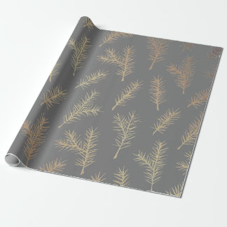 PINE NEEDLES GRAU UND GELBEN PAPIER GESCHENKPAPIER