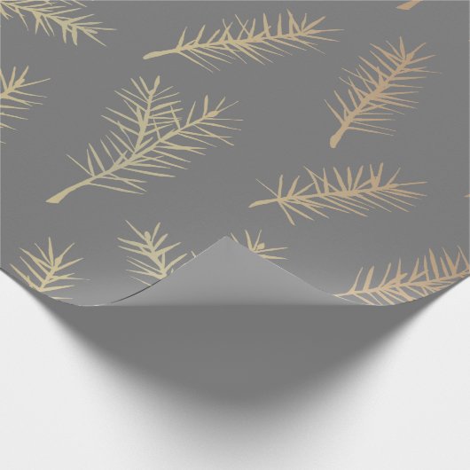 PINE NEEDLES GRAU UND GELBEN PAPIER GESCHENKPAPIER (Ecke)