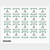 Pine Needles & Pine Cones Monogramm Weihnachten Quadratischer Aufkleber (Blatt)