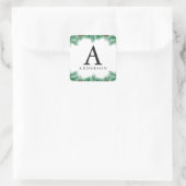 Pine Needles & Pine Cones Monogramm Weihnachten Quadratischer Aufkleber (Tasche)