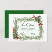 Pine Needles Red Berry Christmas Dankeschön-Karte Dankeskarte (Vorne/Hinten)