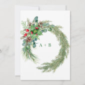 Pine Needles Red Berry Junggeselinnen-Abschied Einladung (Rückseite)