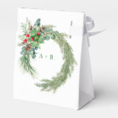 Pine Needles Red Berry Wedding Geschenkschachtel (Rückseite)