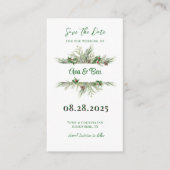 Pine Needles Red Berry Weihnachten Save the Date Begleitkarte (Vorderseite)