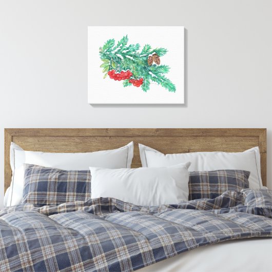 Pine Needles und Berries Leinwanddruck (Insitu (Schlafzimmer))