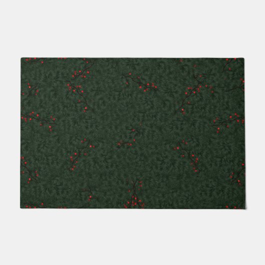 Pine Needles und Red Berries Fußmatte (Vorderseite)