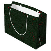 Pine Needles und Red Berries Große Geschenktüte (Rückseite Schrägansicht)