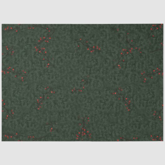 Pine Needles und Red Berries Seidenpapier (Vorderseite)