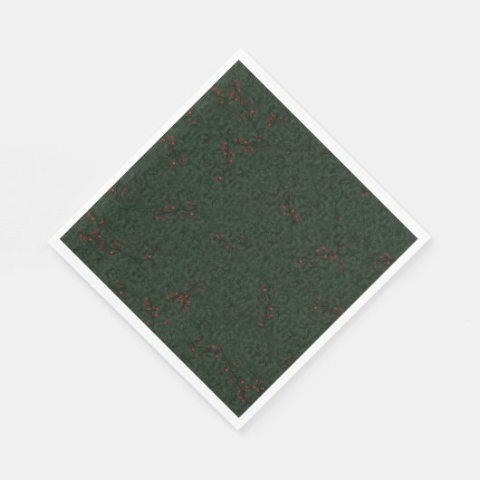 Pine Needles und Red Berries Serviette (Ecke)