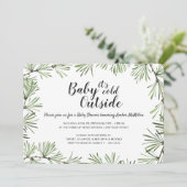 Pine Needles Winter Baby Dusche Einladung (Stehend Vorderseite)