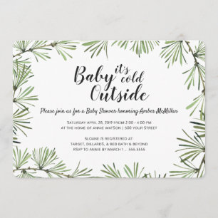 Pine Needles Winter Baby Dusche Einladung