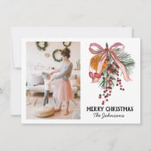 Pine Orange Foto Weihnachtskarte Mitteilungskarte (Vorderseite)