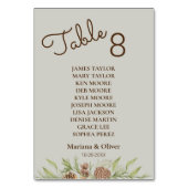 Pine Pine Beige Tischnummer Card mit Namen (Vorderseite)