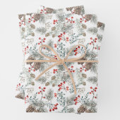 Pine Pine Cones Red Berries Weihnachten Geschenkpapier Set (Beispiel)