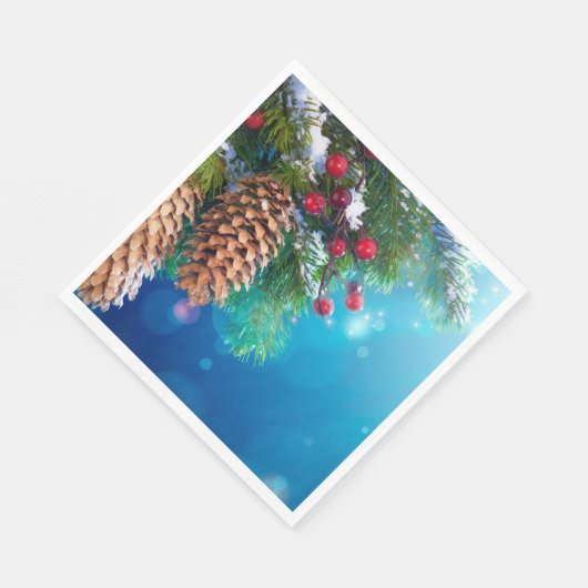 Pine Pine Cones Snow Berries Serviette (Ecke)