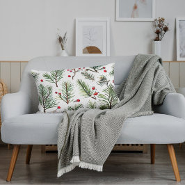 Pine & Red Berries Feierliche Festung Waldkissen Dekokissen