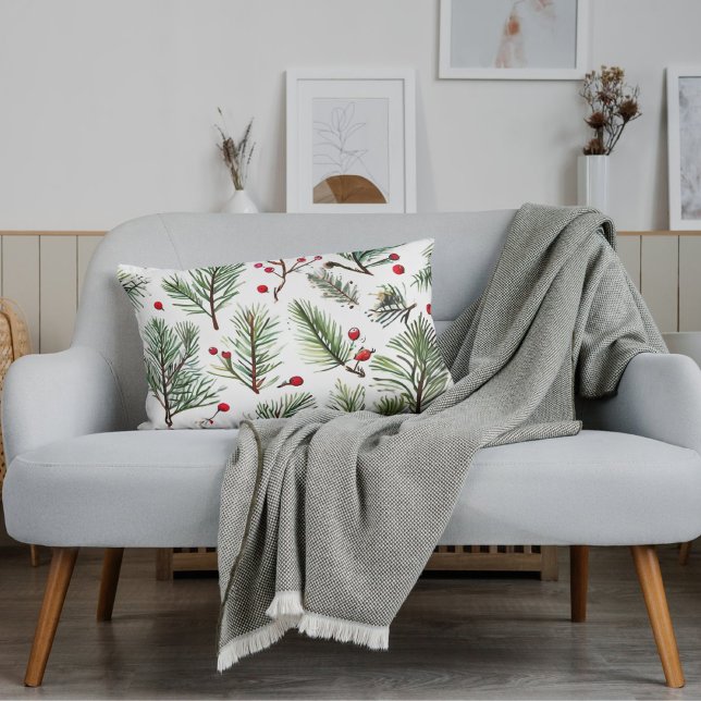 Pine & Red Berries Feierliche Festung Waldkissen Dekokissen (Von Creator hochgeladen)